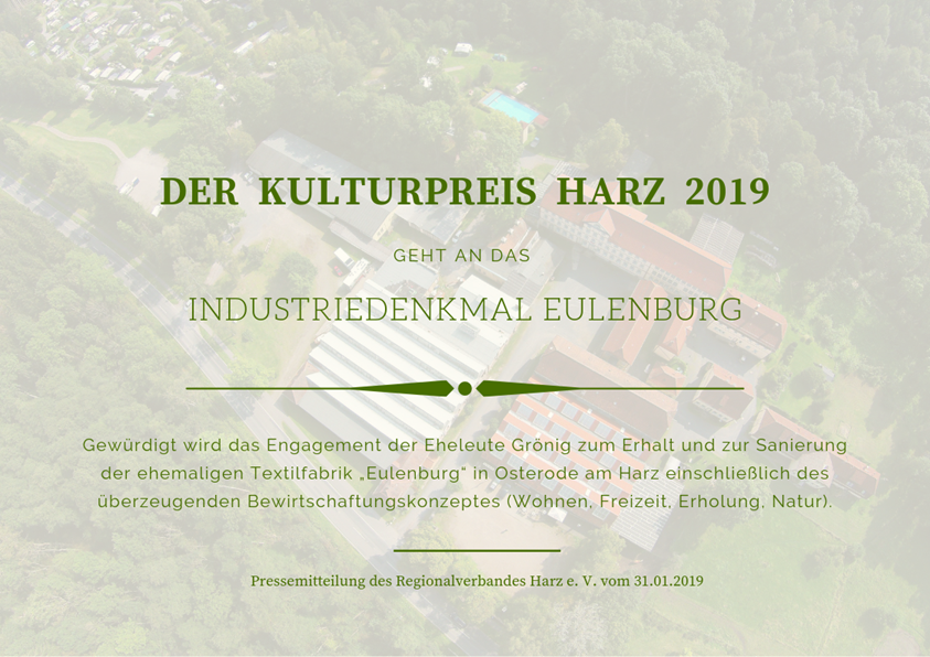 Kulturpreis Harz 2019 Industriedenkmal Eulenburg Osterode